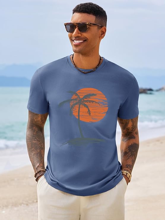 Runcati Mens Short Sleeve T-Shirts Graphic Crew Neck Casual Shirt