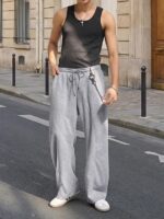 JMIERR Men's Casual Baggy Pants Wide Leg Travel Pants Streetwear Joggers with Pockets - Image 3