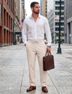 COOFANDY Mens Cotton Linen Pants Casual Drawstring Summer Beach Pants Lightweight Linen Dress Trousers - Image 6