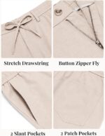 COOFANDY Mens Cotton Linen Pants Casual Drawstring Summer Beach Pants Lightweight Linen Dress Trousers - Image 4